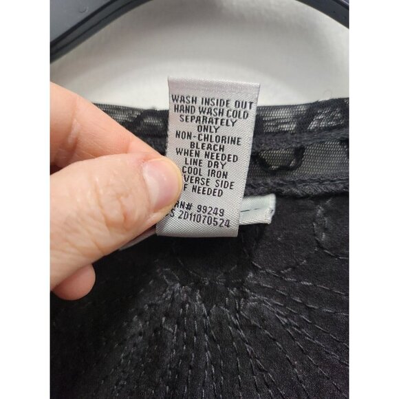 Catherines Womens Black Embroidered Tunic Top Size 1X Mesh Contrast Layered - Picture 5 of 11